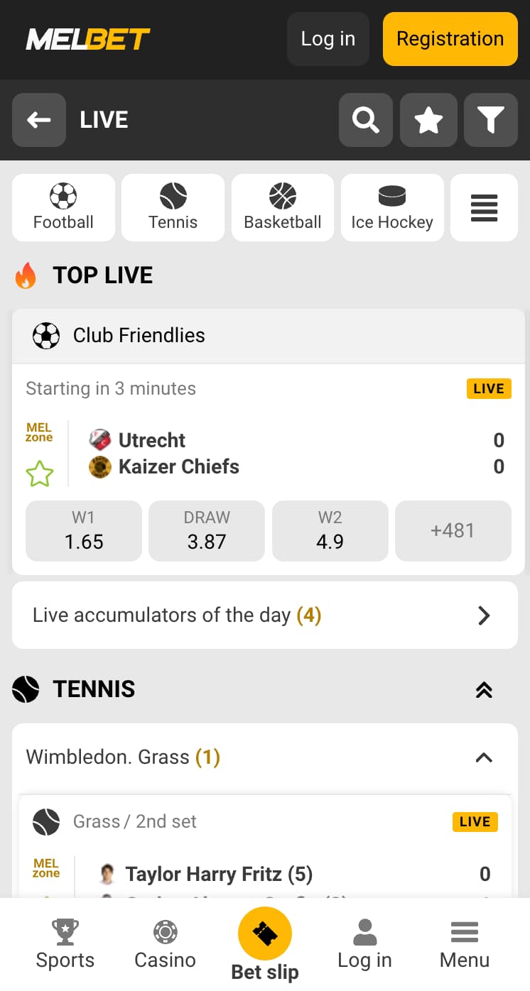 Sports betting on Melbet