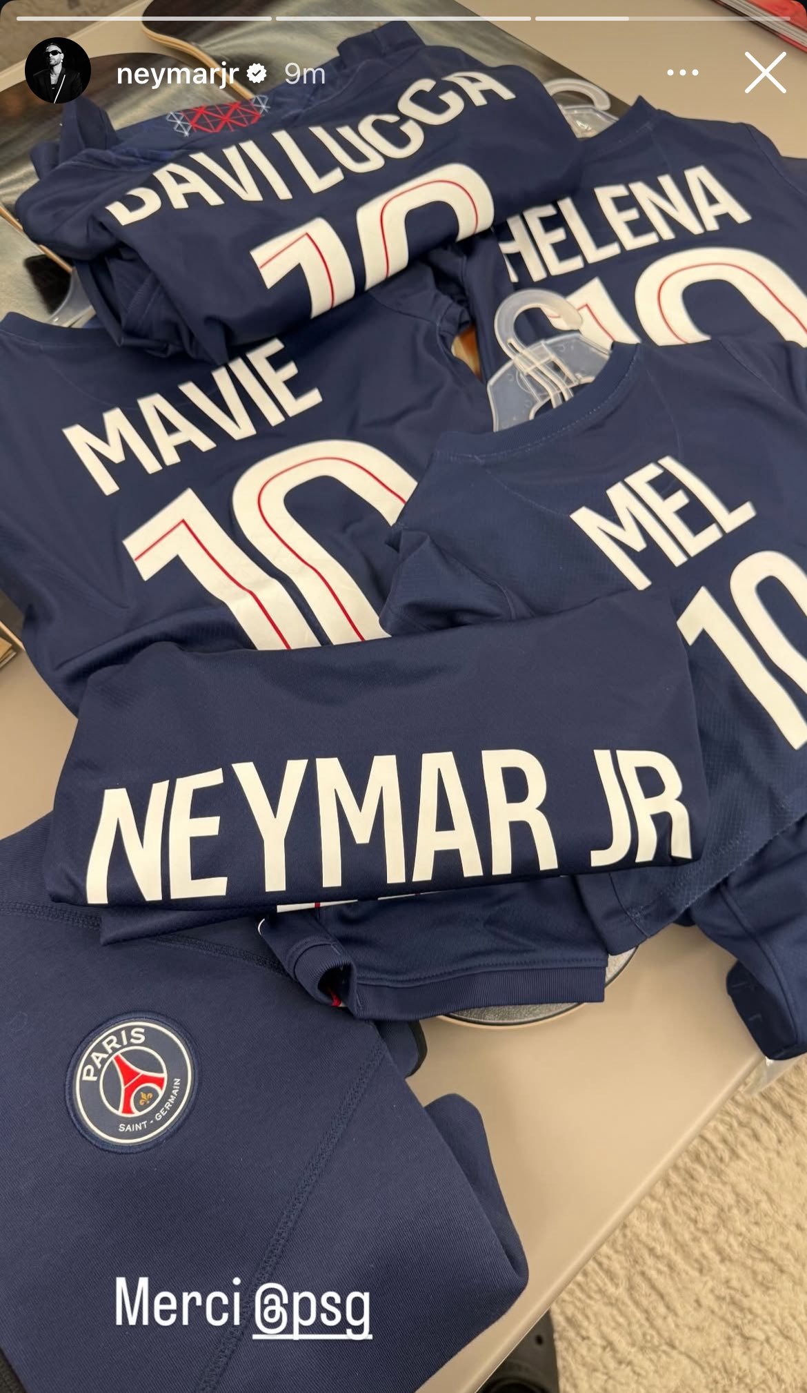 La story de Neymar sur son compte Instagram officiel