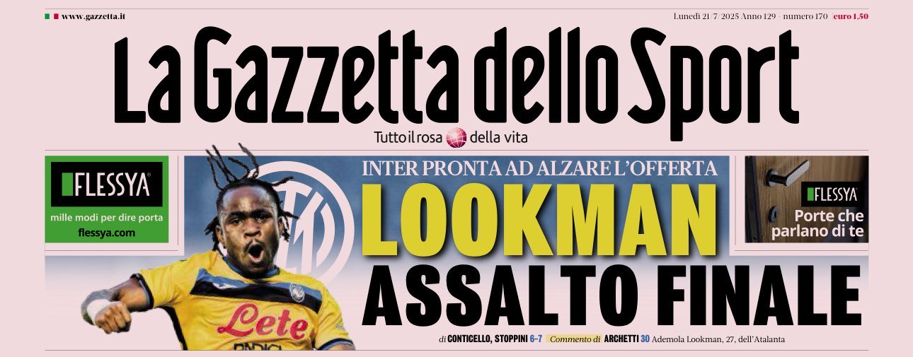 Headline in La Gazzetta dello Sport