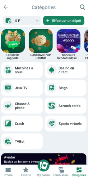 Jeux de casino à Betwinner
