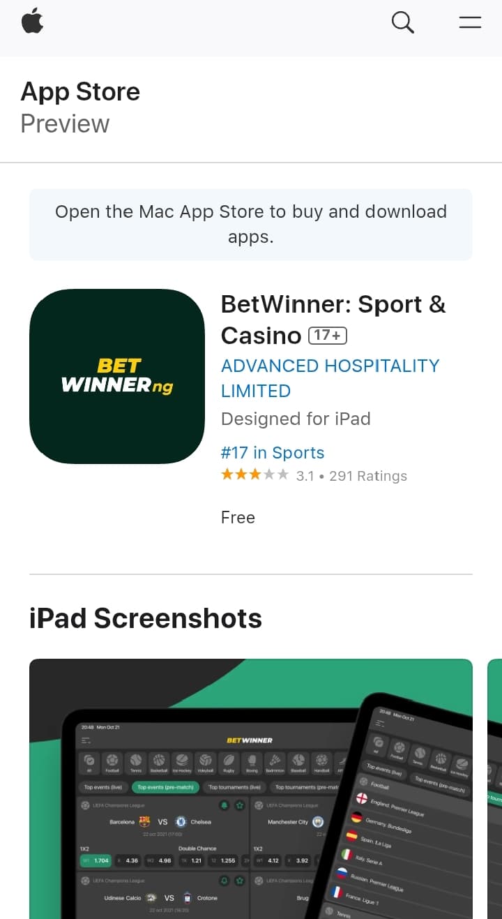 Interfaz del casino y apuestas de BetWinner en dispositivos móviles