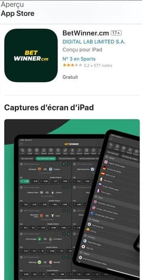 L'application Betwinner dans l'App Store