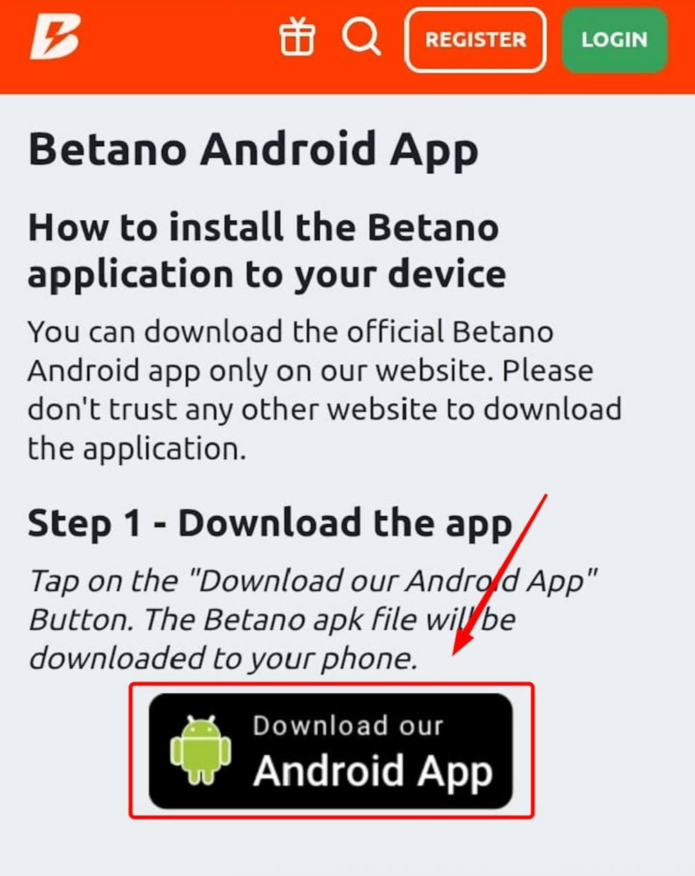 Betano App on Android