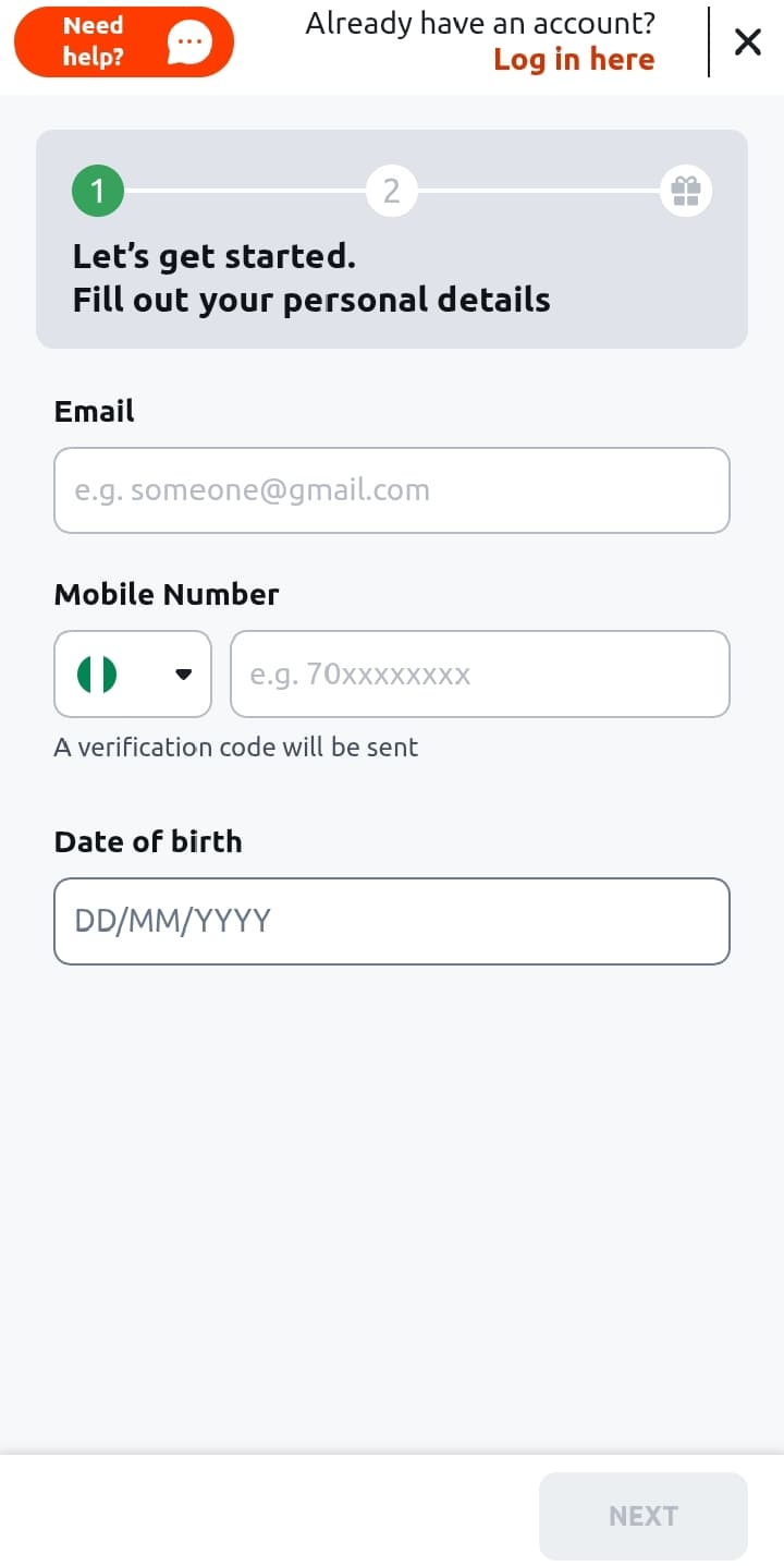 Registration with email