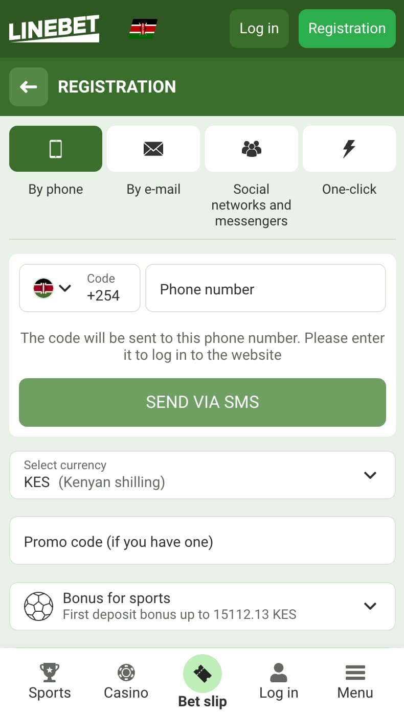 Registration on Linebet