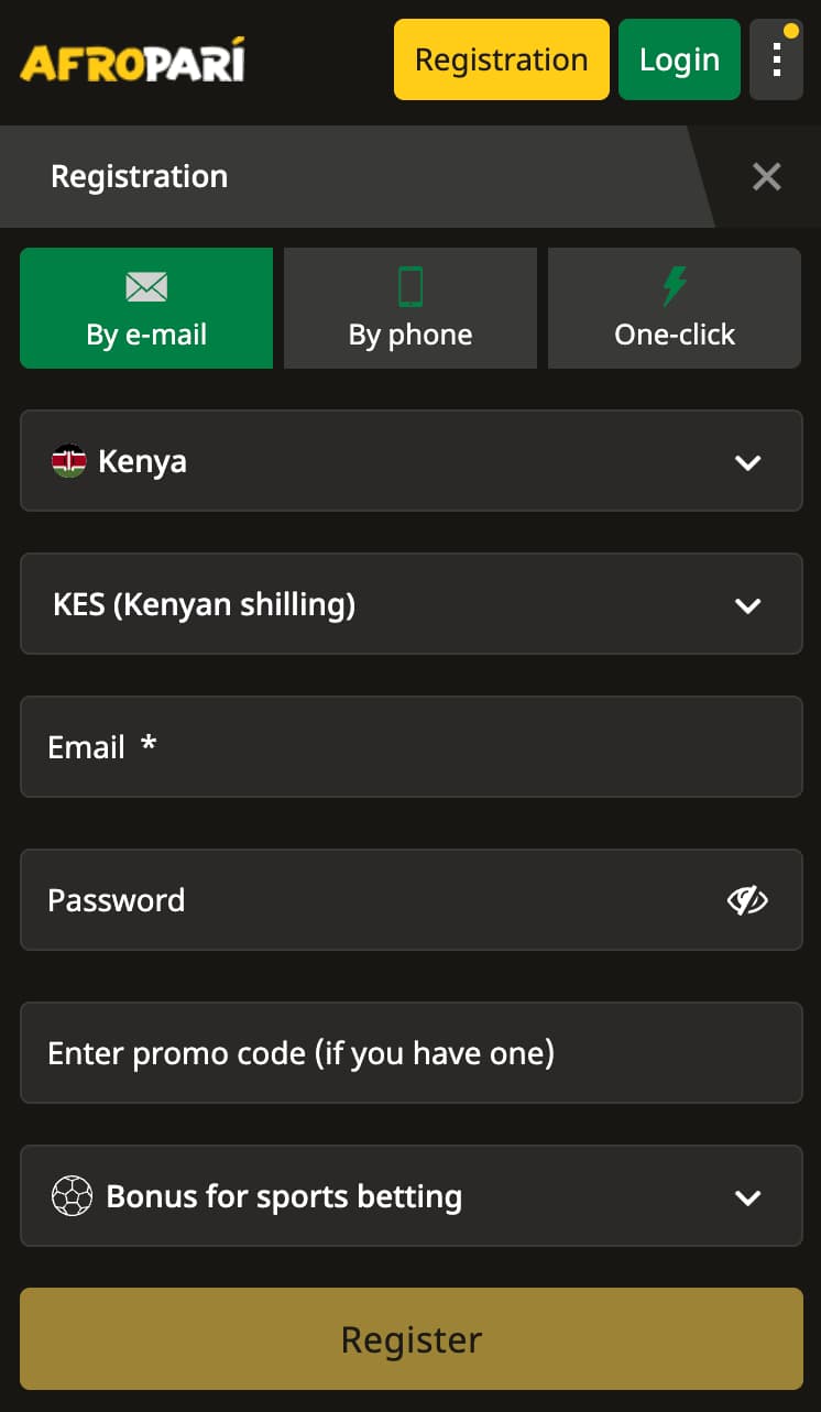 Registration on Afropari
