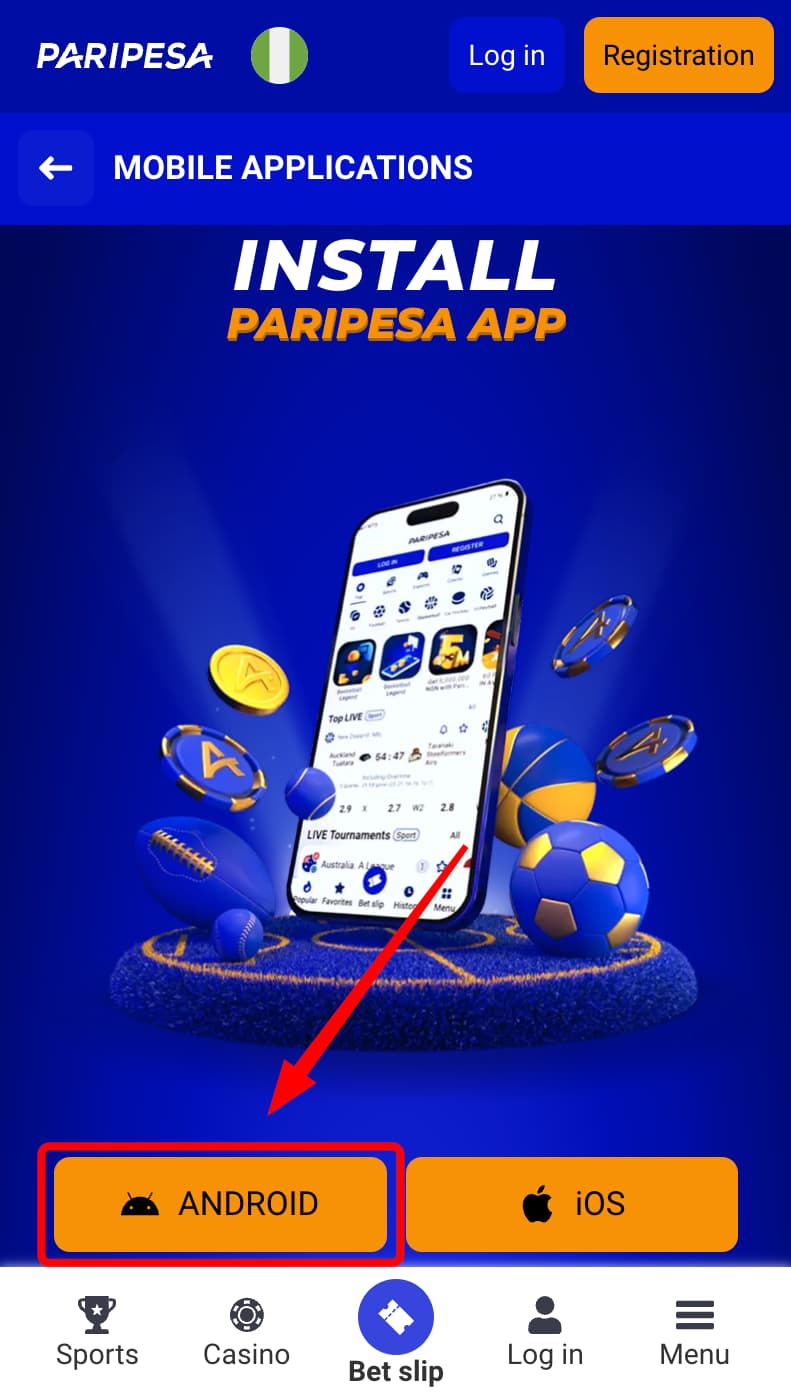 Paripesa App on Android