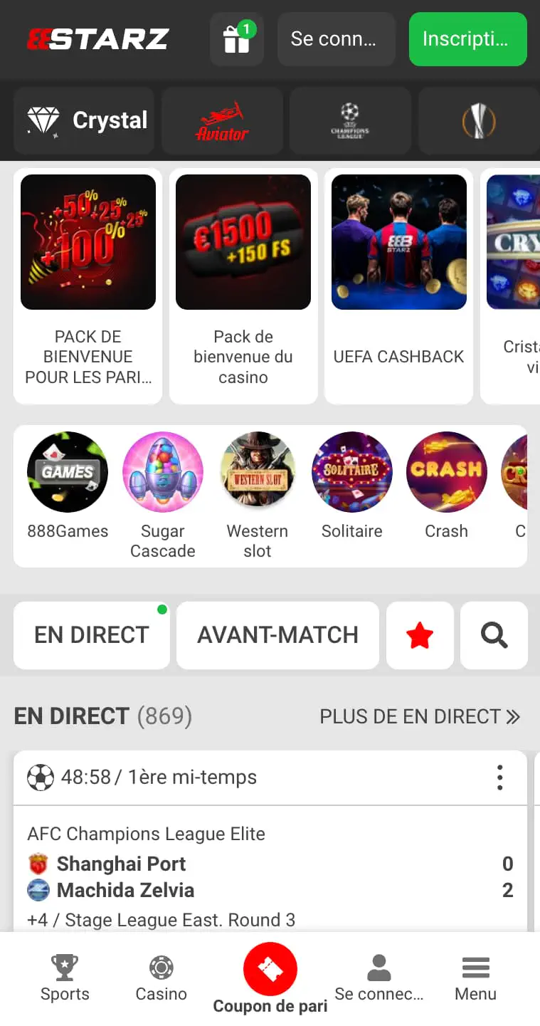 version mobile de 888starz
