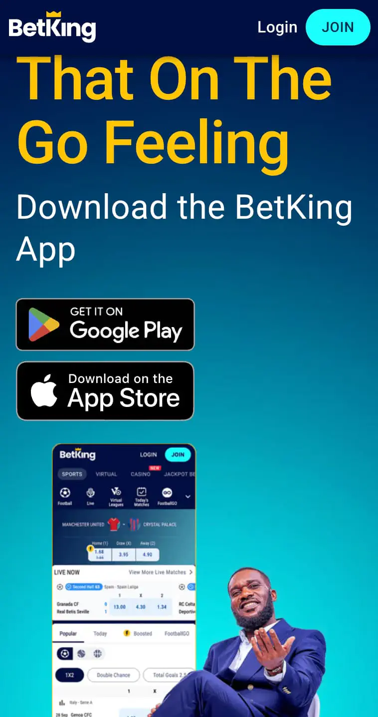 The mobile BetKing app