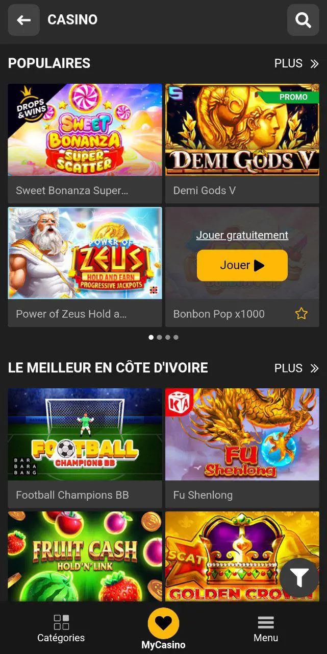 Jeux de casino chez Melbet