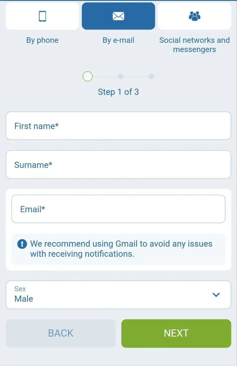 Registration by email