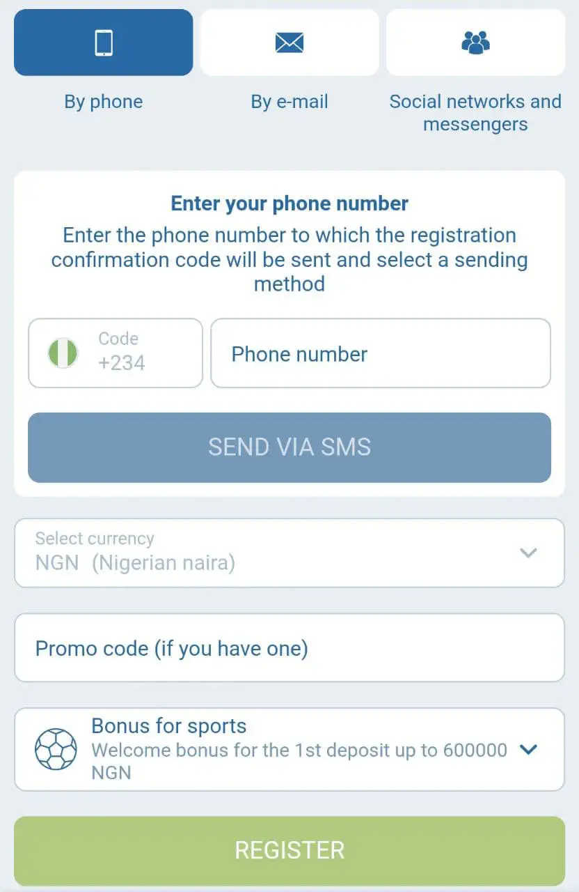 1xbet registration by phone number