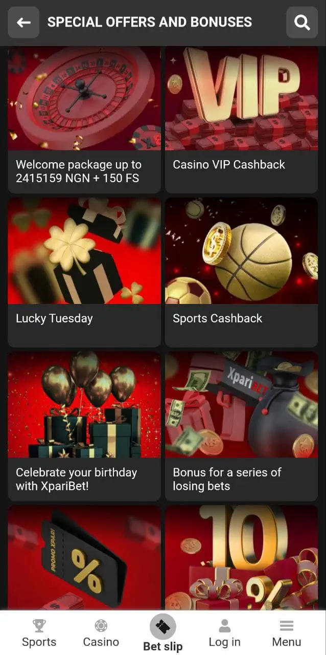 Others Xparibet bonuses