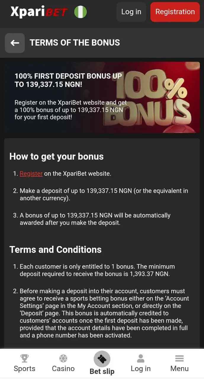 Xparibet Welcome Bonus