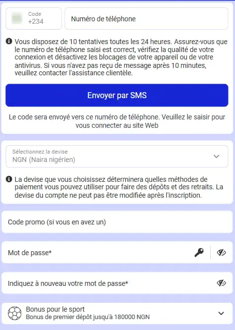 Inscription sur Paripesa  