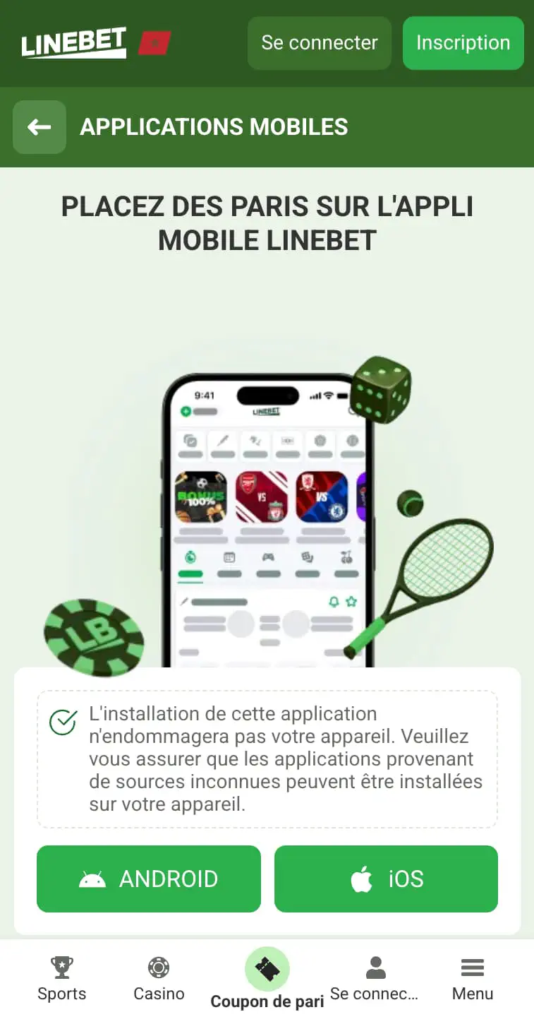 Application mobile Linebet
