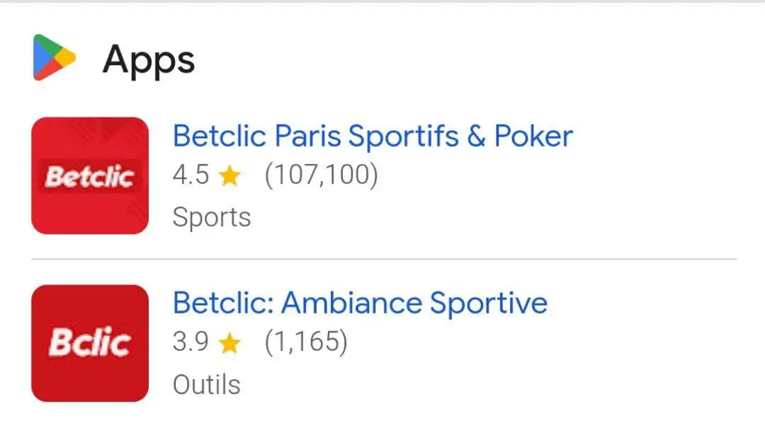 L'application mobile Betclic pour Android