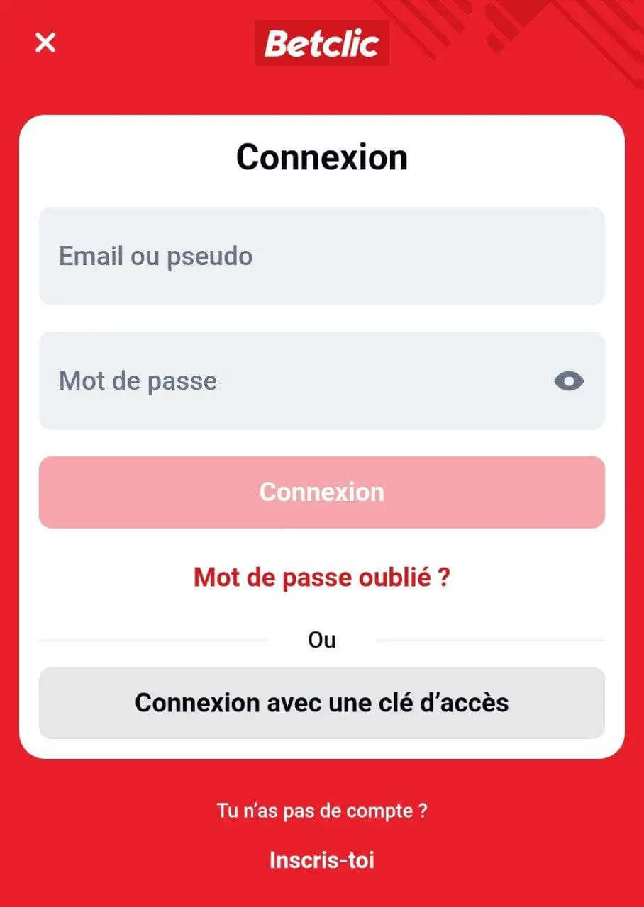 Inscription sur Betclic 