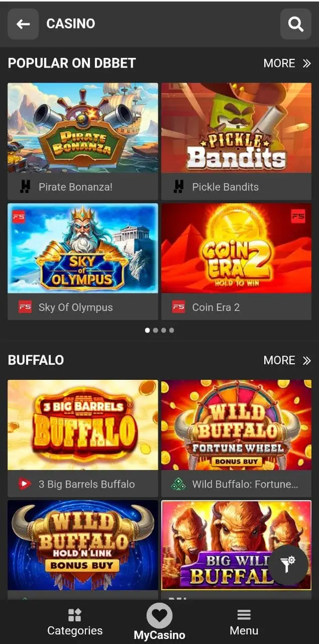 DBbet App Casino Games