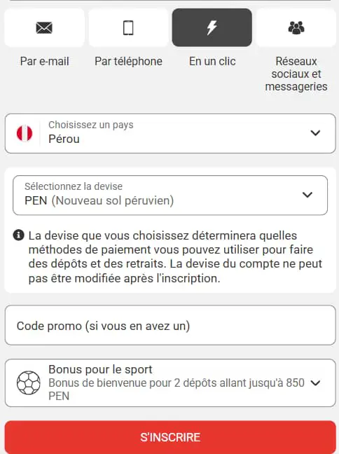 Inscription en un clic