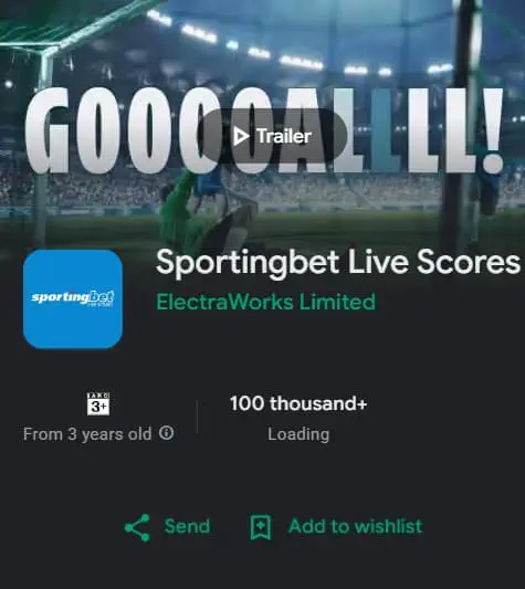 Sportingbet app in Google Play Store