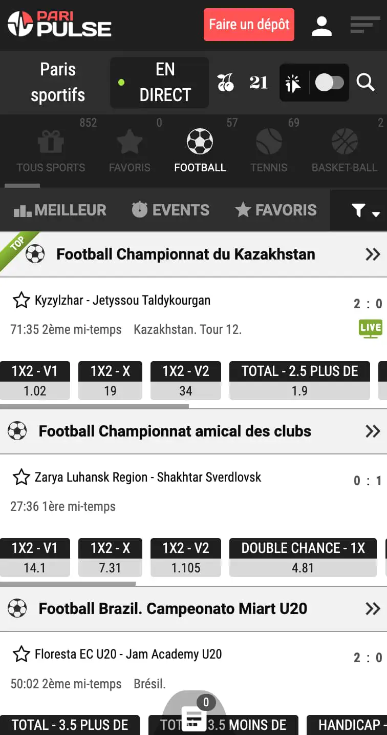 Paris sportifs sur PariPulse