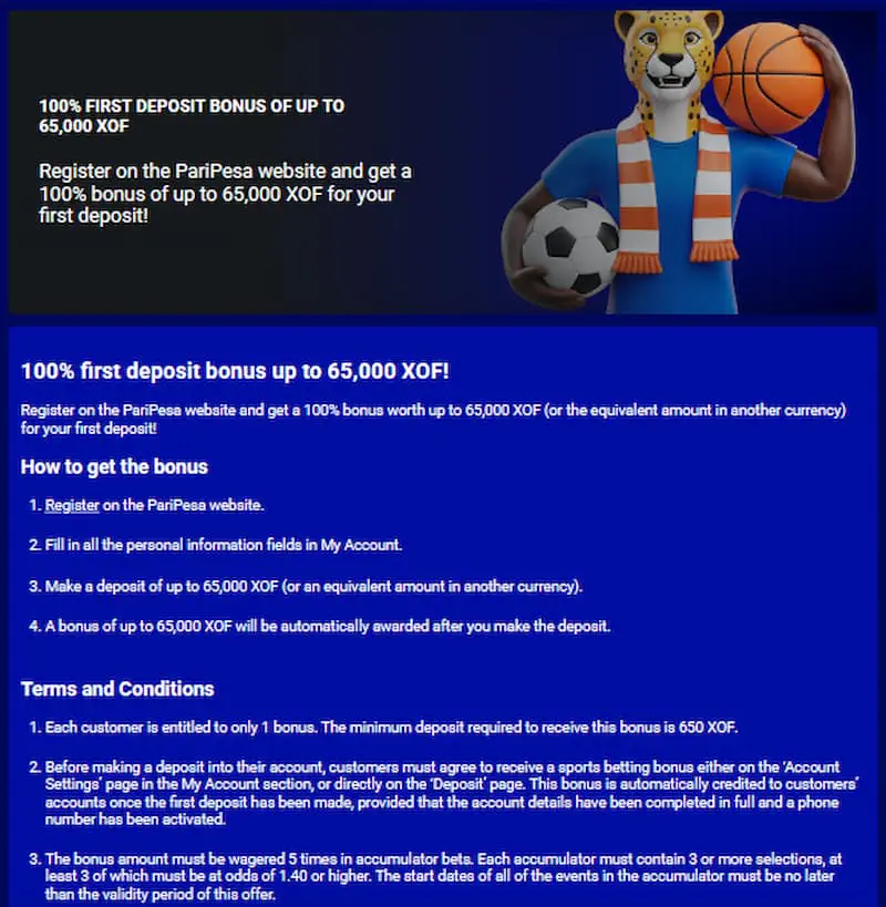 Bonus sportif Paripesa