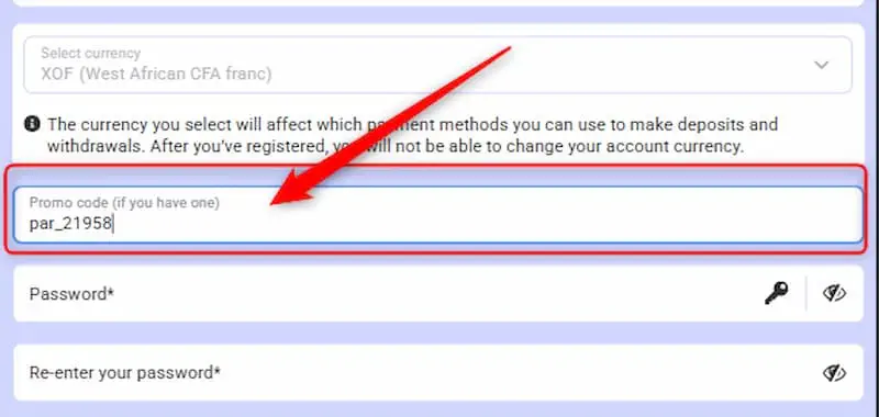 Comment saisir le code promo Paripesa
