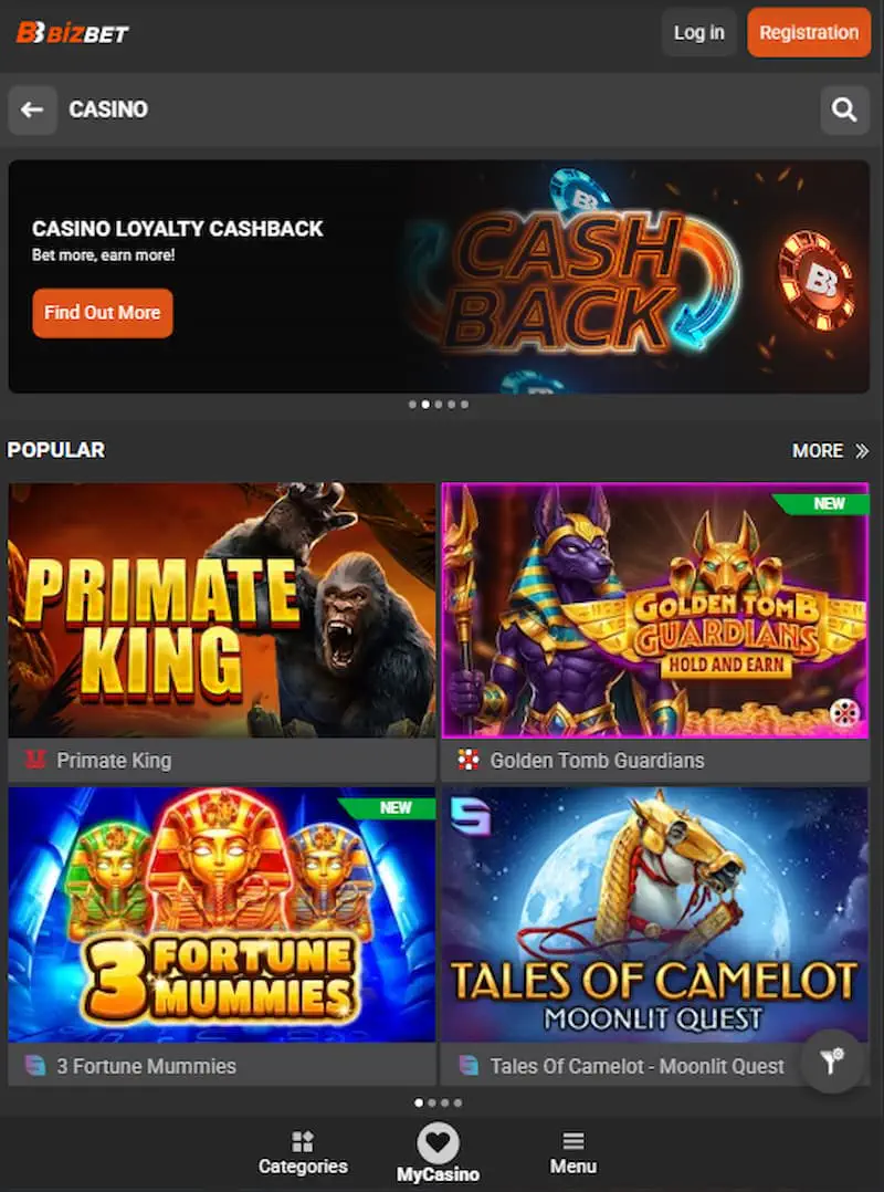 Casino games at Bizbet