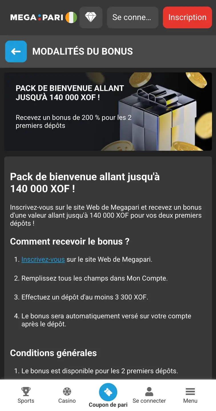 bonus Megapari