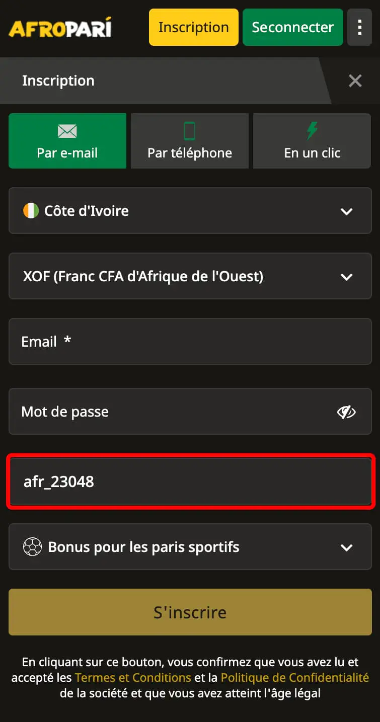 code promo Afropari 