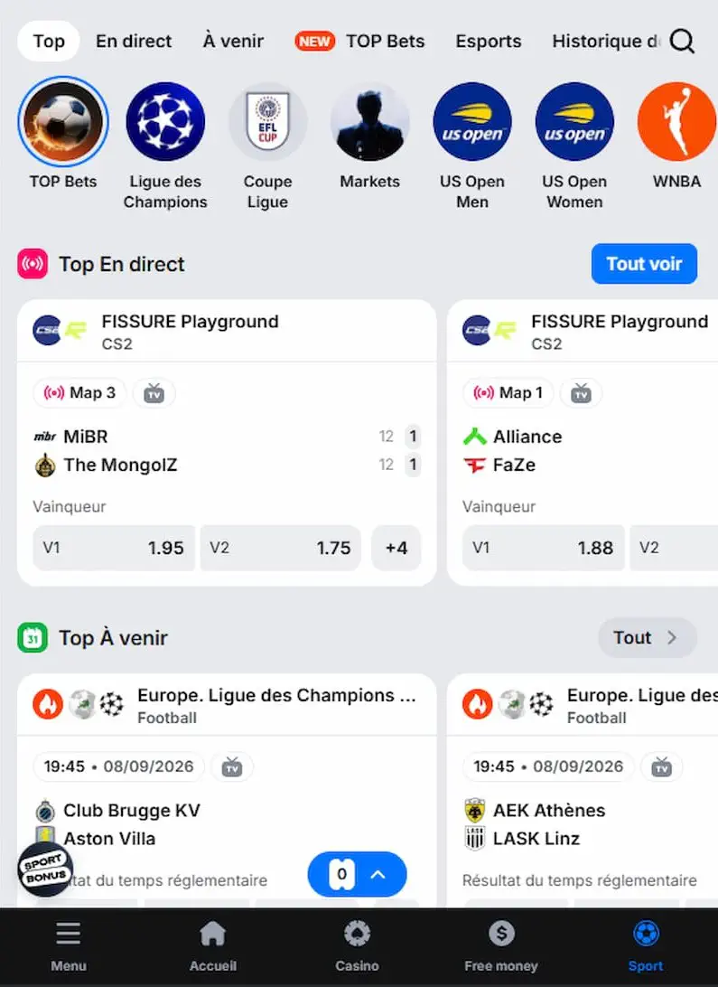 Paris sportifs sur 1win