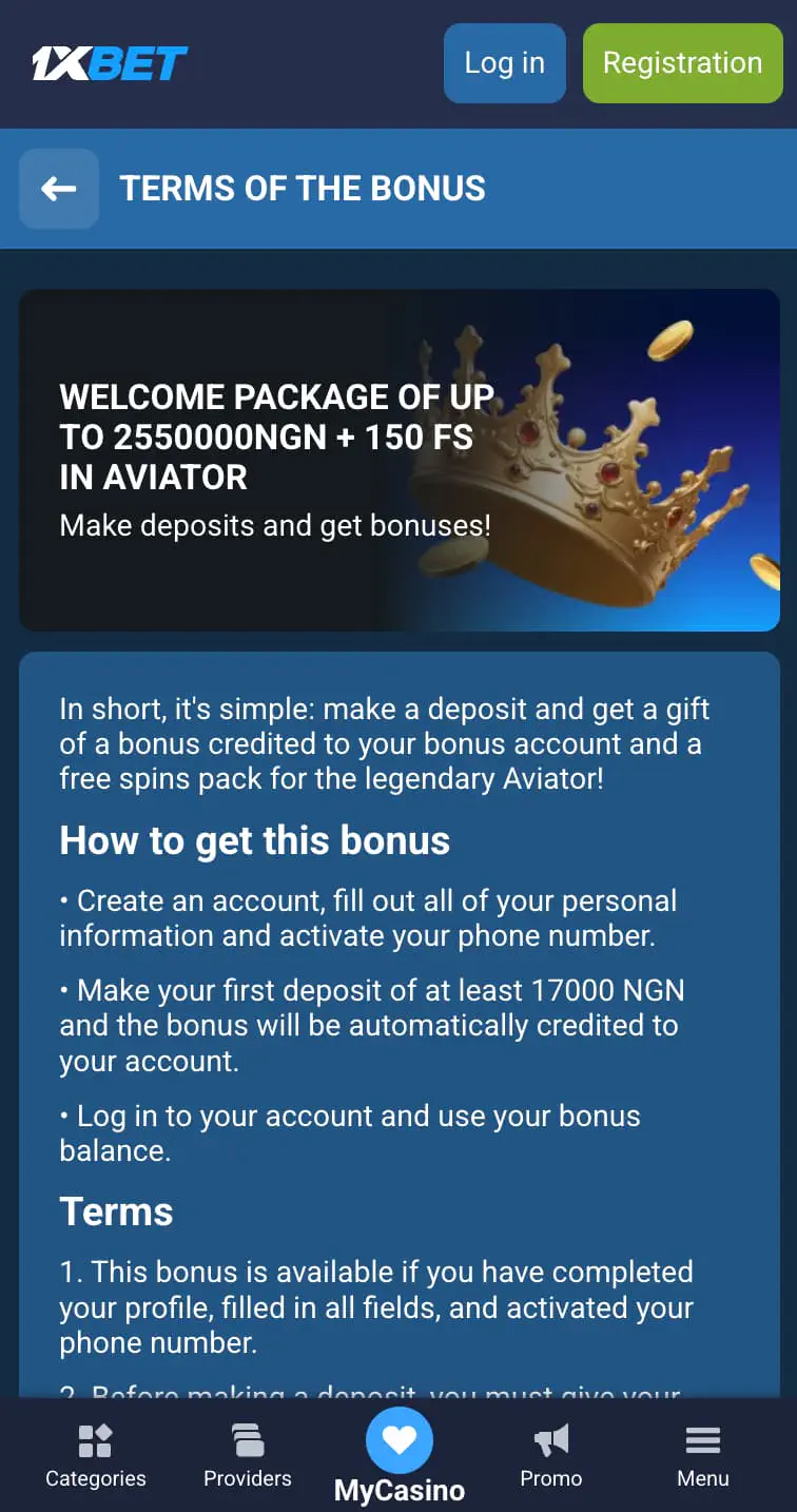 Casino Welcome Package