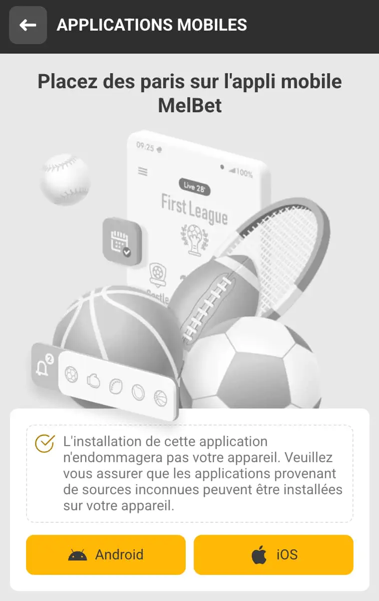Melbet Casino sur téléphone
